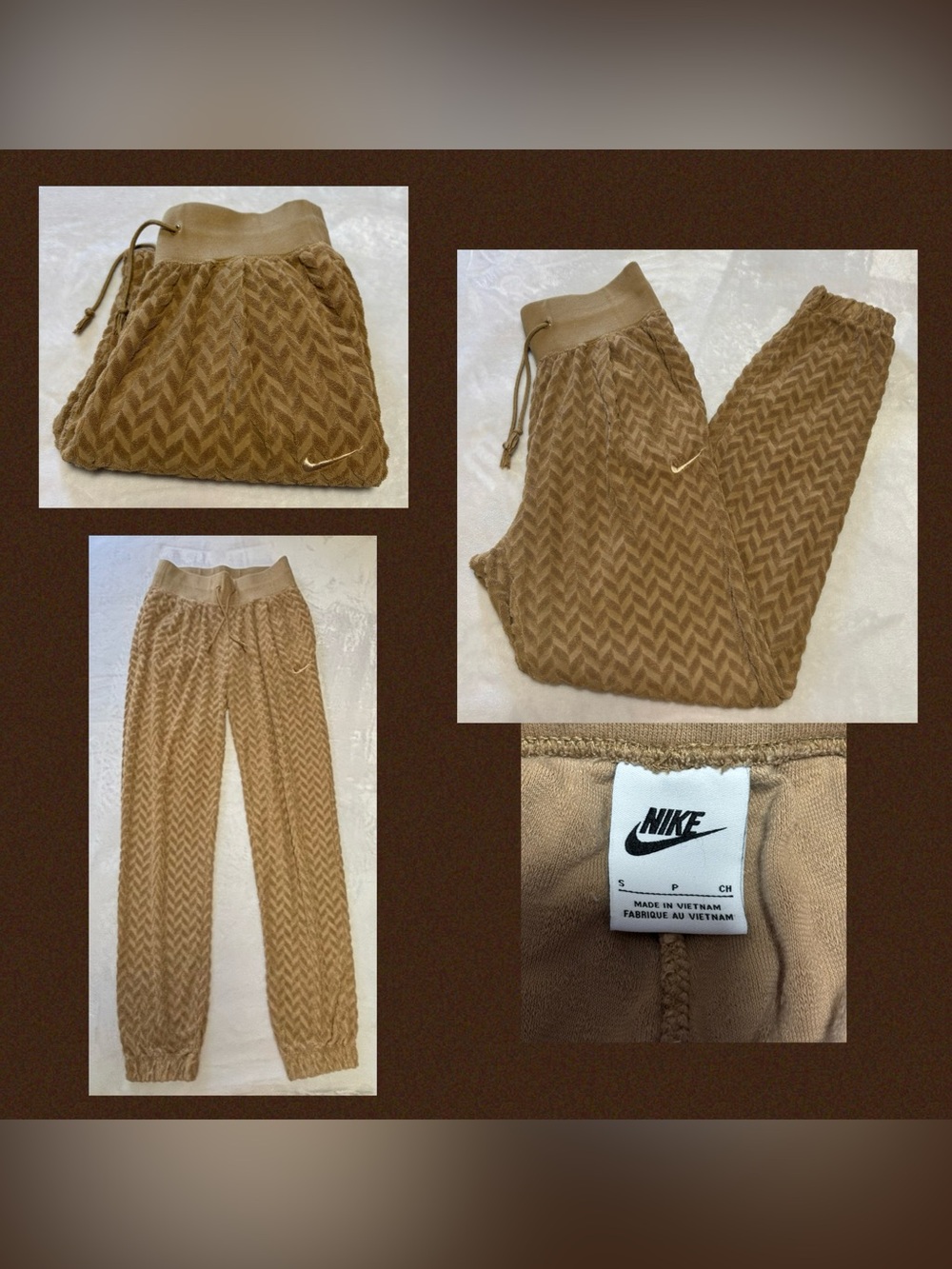 Nike Sportswear Icon Clash Faux Fur Chevron Joggers Ale Brown Small